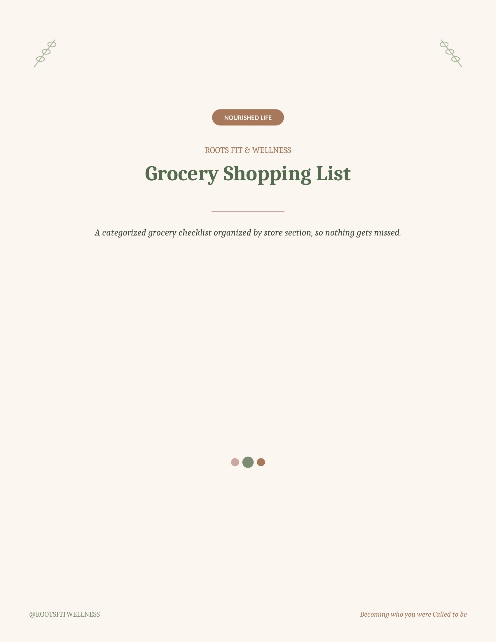 Roots Fit & Wellness Grocery Shopping List cover