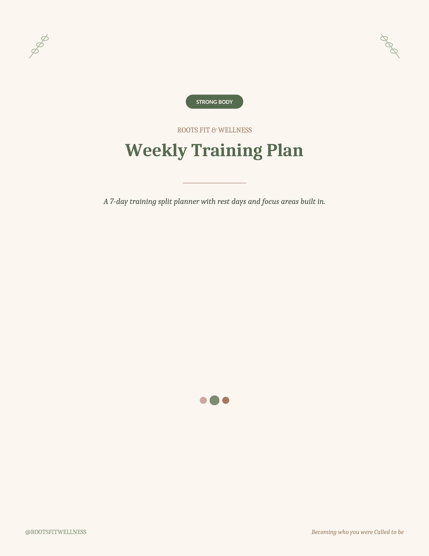 Roots Fit & Wellness Weekly Training Plan cover